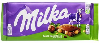 Milka Σοκολάτα Γάλακτος Με Ολόκληρα Φουντούκια 100g