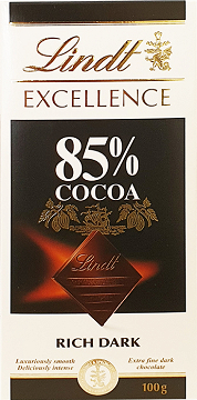Lindt Excellence 85% Κακάο Μαύρη Σοκολάτα 100g