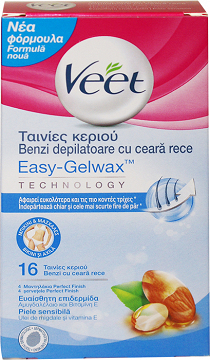 Veet Easy Gelwax Ready To Use Wax Strips For Bikini Line And Armpits 16Pcs