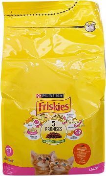 Purina Friskies Junior Ξηρή Τροφή Κοτόπουλο Γαλοπούλα Λαχανικά Γάλα 1,5kg
