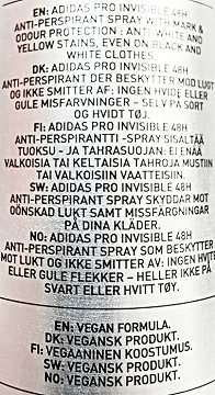 Adidas Pro Invisible Anti Perspirant Spray 150ml