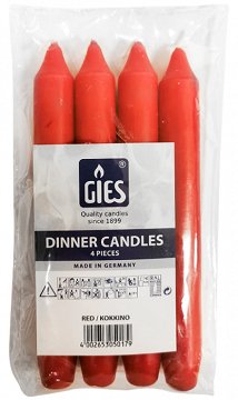Gies Dinner Candles Red 4Pcs