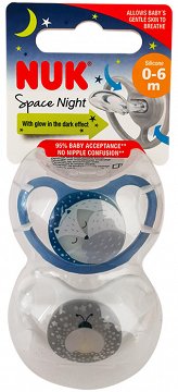 Nuk Space Night Πιπίλα 0-6 M 2Τεμ