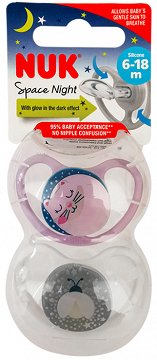 Nuk Space Night Πιπίλα 6-18 M 2Τεμ