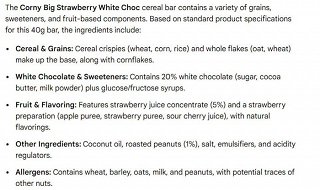 Corny Big Strawberry White Chocolate Cereal Bar 40g