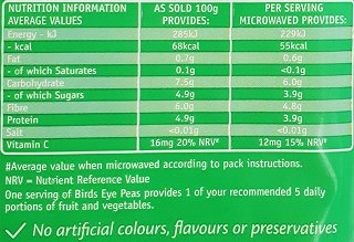 Birds Eye Garden Peas 800g