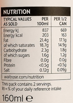 Essential Waitrose Coconut Cream 160ml