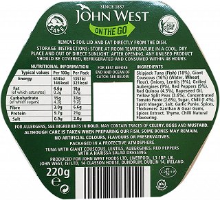 John West On The Go Harissa Spiced Super Tuna Salad With Couscous & Lentils 220g