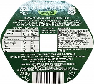 John West On The Go Super Τονοσαλάτα Με Φακές & Ρεβύθια 220g
