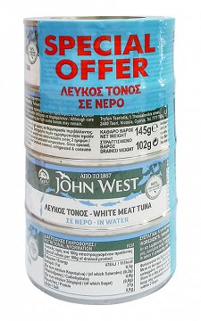 John West White Meat Tuna In Water 4Χ145g
