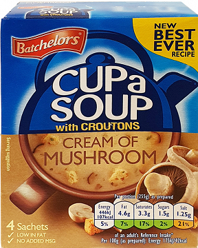 Batchelors Cup A Soup Κρεμώδης Σούπα Μανιταριών Με Κρουτόνς 4Τεμ