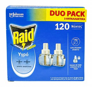 Raid Υγρό Κατά Των Κουνουπιών Ανταλλακτικό 2X36ml  Duo Pack