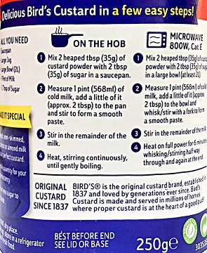 Birds Original Custard Powder 250g
