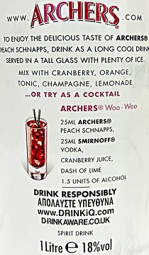 Archers Peach Schnapps 1L