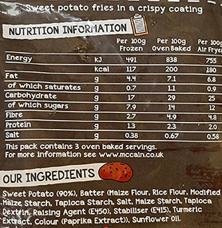 Mccain Sweet Potatoes 500g
