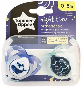 Tommee Tippee Night Time Orthodontic Πιπίλα 0-6 M 2Τεμ