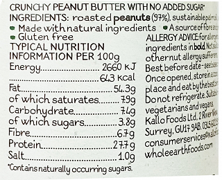 Whole Earth Peanut Butter Crunchy 340g