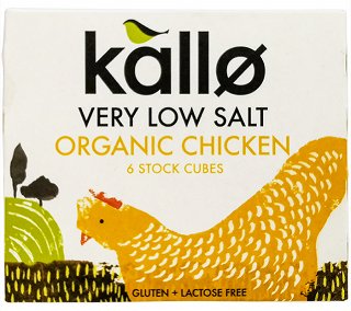 Kallo Organic Chicken Bouillons Very Low Salt 6Pcs
