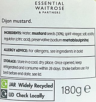 Essential Waitrose Mustard Dijon 180g