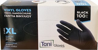 Tani Γάντια Βινυλίου Μαύρα Μιας Χρήσης Xl 100Τεμ
