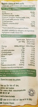 Organix Goodies Organic Cheese & Herbs Puffs 15g 4Pcs