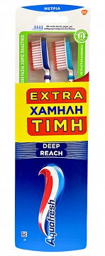 Aquafresh Deep Reach Οδοντόβουρτσα Μέτρια 2Τεμ