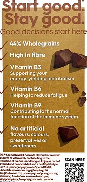 Kelloggs Special K Wholegrain Milk Chocolate Bars 6Pcs