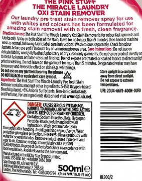The Pink Stuff Miracle Laundry Oxi Stain Remover Spray 500ml
