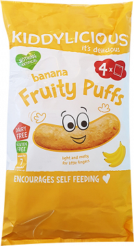 Kiddylicious Banana Fruit Puffs Χωρίς Γλουτένη 10x4g