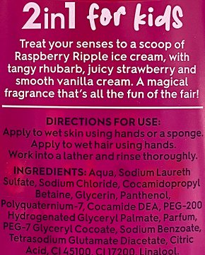 Astonish 2 In 1 For Kids Hair & Body Wash Raspeberry Ripple 400ml