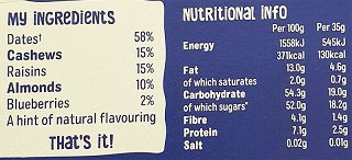 Nakd Blueberry Muffin Raw Fruit & Nut Bars 4x35g