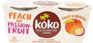 Koko Dairy Free Γιαούρτι Από Γάλα Καρύδας Με Ροδάκινο & Passion Fruit 2x125g