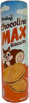 Nutini Chocolino Max Μπισκότα Γεμιστά Με Κρέμα Σοκολάτας 400g