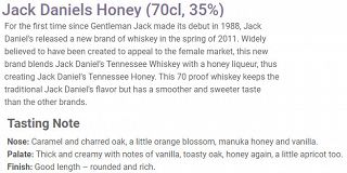 Jack Daniels Tennessee Honey Whisky 70cl