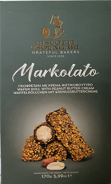 Tsoungari Markolato Wafer Roll With Peanut Butter Cream 170g