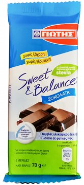 Γιώτης Sweet & Balance Σοκολάτα Με Stevia Χωρίς Γλουτένη 70g