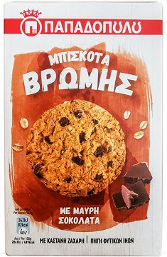 Papadopoulos Oat Biscuits With Dark Chocolate Pieces 150g