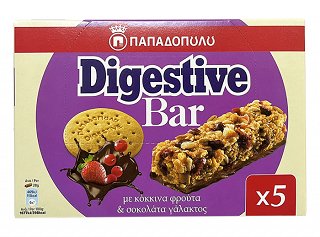 Papadopoulos Digestive Bar With Red Berries & Milk Chocolate 5x28g