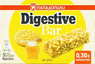 Papadopoulos Digestive Bar Honey 5x28g