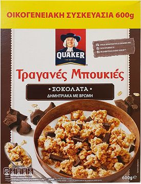 Quaker Τραγανές Μπουκιές Βρώμη Σοκολάτα 600g