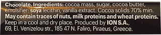 Ion Dark Chocolate 70% Cocoa 90g