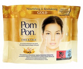 Pom Pon Μαντηλάκια Ντεμακιγιάζ Με Κολλαγόνο & Χρυσό Για Ώριμες Επιδερμίδες 20Τεμ