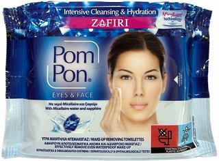 Pom Pon Μαντηλάκια Ντεμακιγιάζ Με Zafiri & Νερό Micellaire Για Όλους Τους Τύπους Δέρματος 20Τεμ