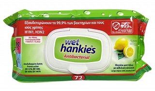 Wet Hankies Antibacterial Lemon Wet Wipes 72Pcs