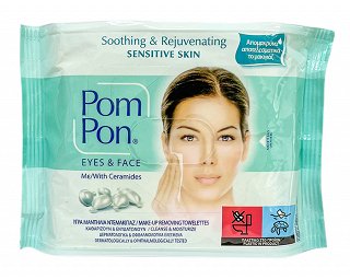 Pom Pon Μαντηλάκια Ντεμακιγιάζ Με Ceramides Για Ευαίσθητες Επιδερμίδες 20Τεμ