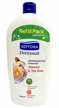 Septona Dermasoft Almond And Tea Rose Κρεμοσάπουνο 750ml