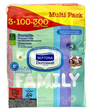 Septona Dermasoft Family Μωρομάντηλα 3x100Τεμ