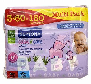 Septona Calm n Care Αλόη Μωρομάντηλα Για Βρέφη 3x60Τεμ Multi Pack