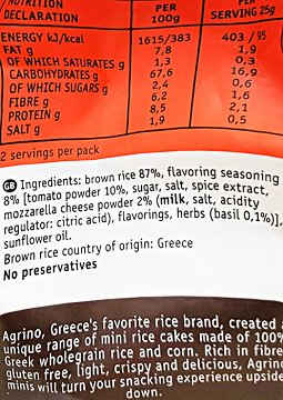 Agrino Mini Rice Cakes Pizza Gluten Free 50g