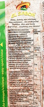 El Sabor Wraps Πίτες Ολικής Άλεσεως Μικρές 8Τεμ
